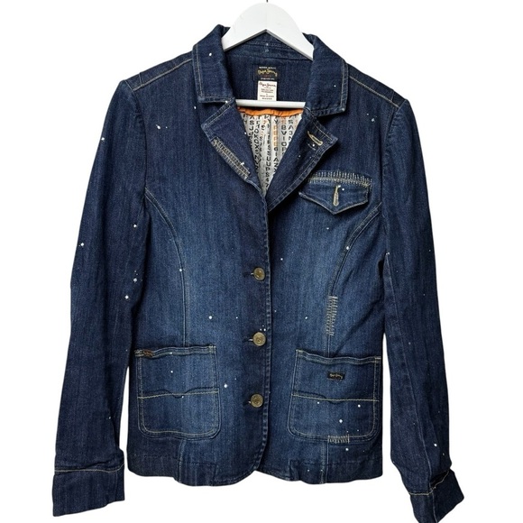 Pepe Jeans Jackets & Blazers - Pepe Jeans Jacket Women M/L London Blazer Denim Blue Lined 3 Button Notch Collar